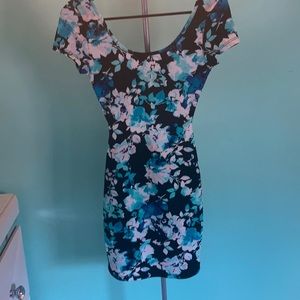 Black fitted flower dress